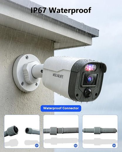 【90ft Super Night Vision】 5MP Outdoor Wired Security Camera System, Home Video Surveillance Systems, CCTV Cameras with DVR Recorder