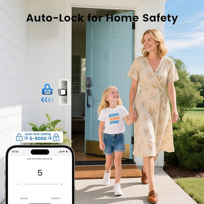 Lockzo Smart Door Lock with Handle, Keyless Entry Door Lock Deadbolt Handle Set, Built-in WiFi Deadbolt Smart Lock for Front, Fingerprint, Keypad Code, App Control, Voice Control