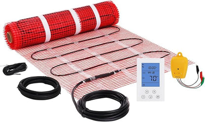 VEVOR Floor Heating Mat, 30 Sq.ft, Electric Radiant in-Floor Heated Warm System with Digital Floor Sensing Thermostat, Includes Installation Monitor, Adhesive Back for Easy Installation on The Floor