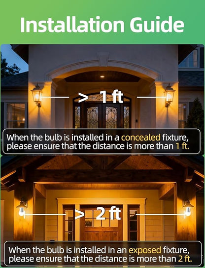 HEKEE Dusk to Dawn Sensor Light Bulbs LED A19 900 Lumens, Outdoor Porch Lights, 60 Watt Equivalent, Warm White 2700K Soft White Security Bulb(Auto on/Off), E26 Screw Base(4 Pack)