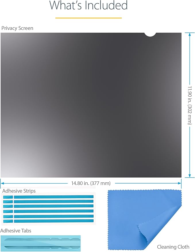 StarTech.com 19-inch 5:4 Computer Monitor Privacy Filter, Anti-Glare Privacy Screen w/51% Blue Light Reduction, Monitor Screen Protector w/+/- 30 Deg. Viewing Angle (1954-PRIVACY-SCREEN)