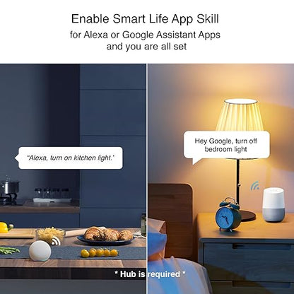 HAUZA Smart Light Switch BLE (Bluetooth) - 2 Gang Touch Panel, Hybrid Wiring (Neutral/no Neutral)-Smart Life App, Compatible with Voice Assistants and Internet Features Through Hauza Gateway