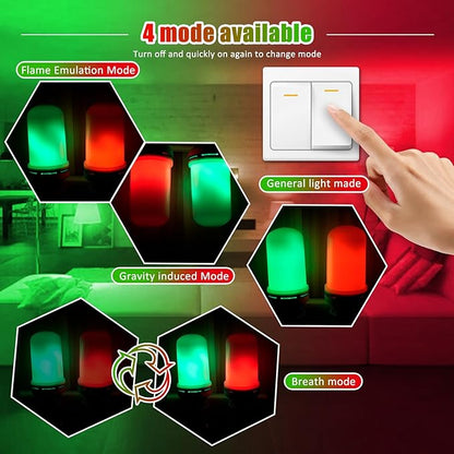 Bestview LED Flame Effect Light Bulbs,4 Modes Smart E26/E27 Base Flickering Fire Light Bulbs with for Halloween, Christmas, Party, Porch, Indoor&Outdoor Home Decoration Lighting (Green &Red)