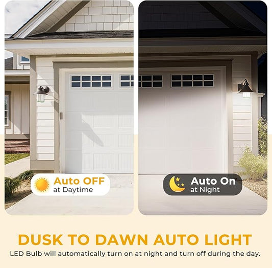 GEPLAD 2 Pack Dusk to Dawn LED Corn Light Bulbs 100W(Equivalent 1000W), E26/E39 Base, 14,000LM 5000K Daylight, Auto On/Off Photocell Sensor, Outdoor LED Light Bulbs for Porch Garage Yard Security