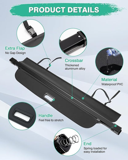 Powerty Cargo Cover for 2023-2025 2026 Honda CRV Retractable Trunk Cover Trunk Shielding Shade for CRV Accessories Cargo Luggage Cover No Gap (NOT for Sport Touring Hybrid)