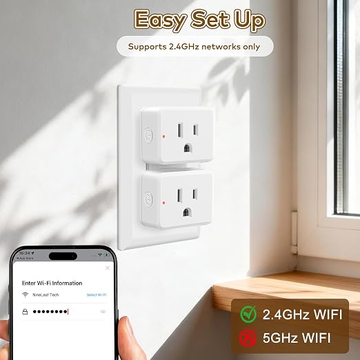 NineLeaf Wireless Motion Sensor WiFi Slim Outlet 260FT Remote Smart Switch