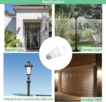 GEPLAD 4 Pack Dusk to Dawn Light Bulbs Outdoor, 2700K Warm White 1100LM,Sensor A19 LED Light Bulb, Auto on/Off Photocell Automatic for Indoor & Outdoor Lighting (Non-Dimmable)