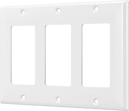 ENERLITES Decorator Light Switch or Receptacle Outlet Wall Plate, Gloss Finish, Size 3-Gang 4.50" x 6.38", Polycarbonate Thermoplastic, 8833-W, White , Standard Size , 1 Count ( Pack of 1)