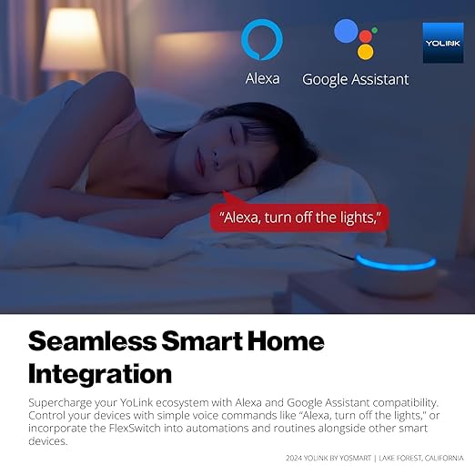 YoLink FlexSwitch, Single Pole Switch, Long-Lasting Battery Powered Smart Light Switch - No Neutral Wire Needed, Timer & Schedule Functions, Over-Temperature Protection, YoLink Hub Required