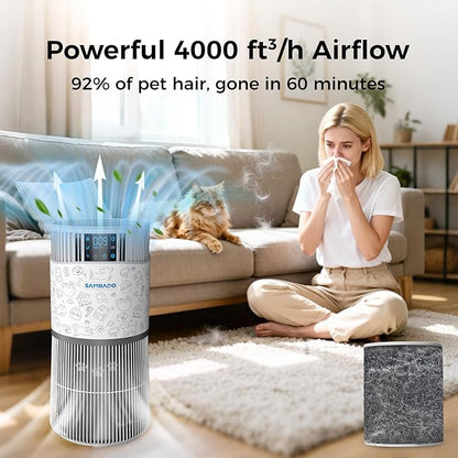 Air Purifier for Home Pets Large Room up to 4000 Sq Ft, H13 HEPA Whole House Air Purifier for Pet Hair Litter Box Odor, Aromatherapy, Smart WiFi, Washable Filter, 22dB Quiet for Bedroom