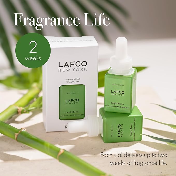 LAFCO New York Pura Smart Device Refill, Jungle Bloom - Pack of 2 - Each Vial Delivers Up to 2 Weeks of Fragrance Life - Made in the USA