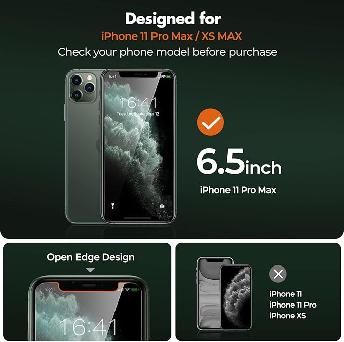 UNBREAKcable 2 Pack Privacy Screen Protector for iPhone 11 Pro Max/Xs Max, Shatterproof Tempered Glass [True 28°Anti Spy] [9H Hardness] [Easy Installation] Protector for Apple 6.5"