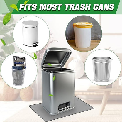 Tinideya Waterproof Trash Can Mat with Raised Edge Non Slip Under Garbage Mat Trash Can Pads Protective Silicone Rubber Tray for Kitchen to Avoid Spills Floor Scratches(Gray,15.8" X 23.6")
