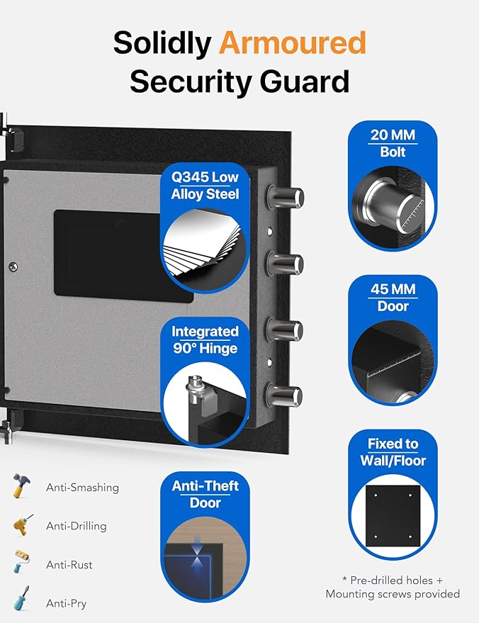 FORFEND Smart Fingerprint Safes | WiFi Safe Box App Unlock/Alarm | Voice Command, Kidnap SOS Alarm, Tamper Proof, Frozen Mode | Biometric Caja Fuerte Money Lockbox History Track Remote Live Monitor