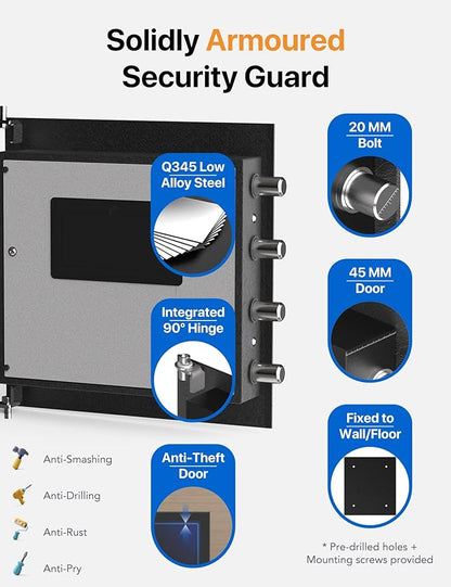 FORFEND Smart Fingerprint Safes | WiFi Safe Box App Unlock/Alarm | Voice Command, Kidnap SOS Alarm, Tamper Proof, Frozen Mode | Biometric Caja Fuerte Money Lockbox History Track Remote Live Monitor