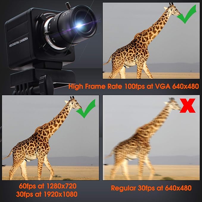 SVPRO USB Camera with Zoom 2.8-12mm Varifocal Lens Webcam CMOS OV2710 High Frame Rate 100fps USB with Camera Full HD 1080P Mini Camera UVC Compliant for Laptop/Desktop,Drive Free Web Camera