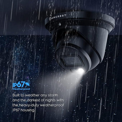 Amcrest 2-Pack UltraHD 4K (8MP) IP PoE AI Camera, 49ft Nightcolor, Security Outdoor Turret Camera, Built-in Mic, Human Detection, Active Deterrent, 129° FOV, 4K@15fps 2PACK-IP8M-2779EB-AI (Black)