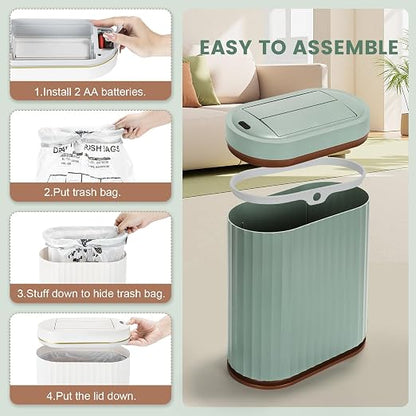 ELPHECO Motion Sensor Bathroom Trash Can with Lid 2 Gal Automatic Trash Can