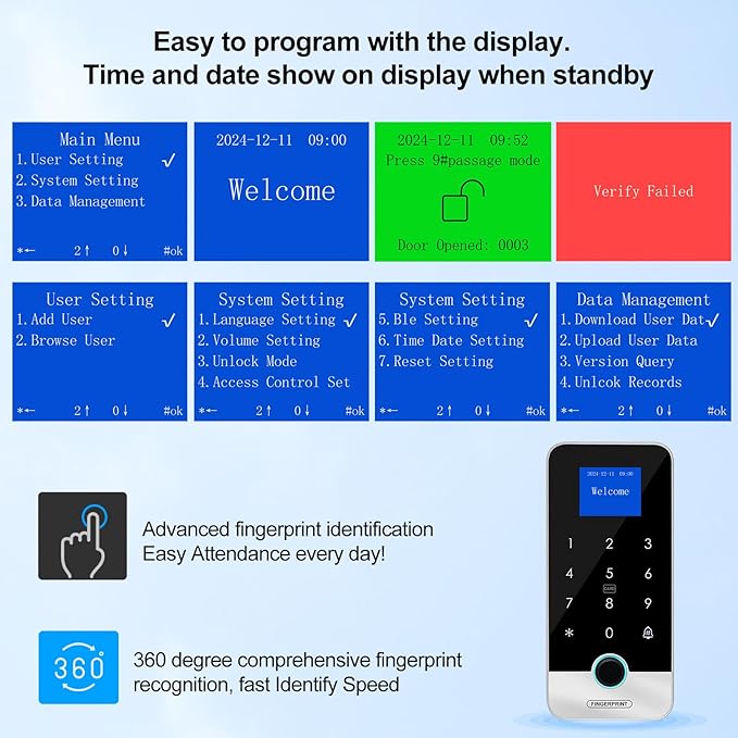 Waterproof Smart Home Security Systems Fingerprint,Password,Tuya Remote Unlock,IC Keychain Multiple Methods，with Door Switch,Power Supply DC 12V,Electric Drop Bolt