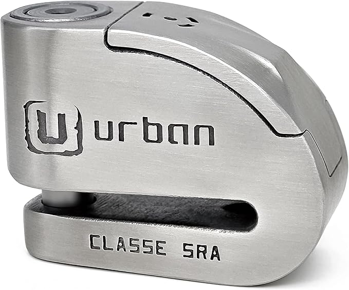 URBAN UR14S Approved Motorcycle Disc Lock with Smart Alarm | 120dB, LED, Warning, A+ Sensitivity, X2 ON | SRA & Sold Secure Gold Tested Anti-Theft for Motorbike | 14mm Double Locking, Stainless Steel