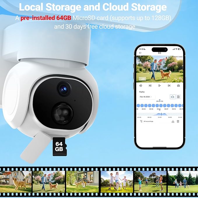 Cadrim 2K Outdoor Wireless Floodlight Security Camera-Solar Powered (64GB Local Storage), 360° Pan/Tilt AI Motion Tracking/ 1500LM Flood Light/ 2K Color Night Vision/ 2.4GHz WiFi