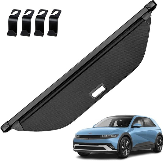 AUXKO Retractable Cargo Cover for Hyundai Ioniq 5 2026 2025-2022 with 4PCS Headrest Hooks, Trunk Cover Luggage Security Shade Cover Shielding Shade Anti-Peeping Luggage Privacy Screen, Carbon Fiber