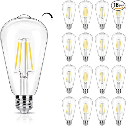 16 Pack LED Edison Bulbs 40W Equivalent, 4000K Cool White Dimmable ST19 Light Bulb, 4W LED Filament Bulb, 450LM E26 Vintage Bulbs for Ceiling Light Fixtures