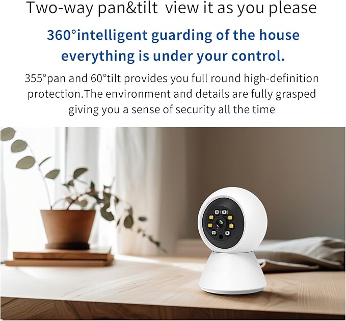 EVERSECU HD 2K 3.0MP WiFi Home Security Camera, Pan/tilt, Humanoid Auto Tracking, 2 Way Audio, Night Vision, Compatible with Alexa, Baby Monitor Elder Pet Camera(4pcs)