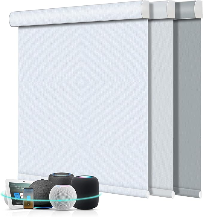 Aprilsmart Motorized Blinds with Remote,Compatible with Apple HomeKit Alexa Google Home- Voice and app Control,Motorized Roller Shades 100% Blackout Custom Size (Vinyl White-12)