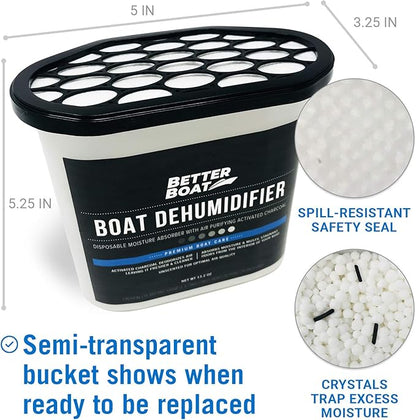 Moisture Absorber 6 Pack with Activated Charcoal Dehumidifier Bucket, Unscented Odor Absorber for Closet Basement Bathroom Boat RV, Disposable - Better Boat