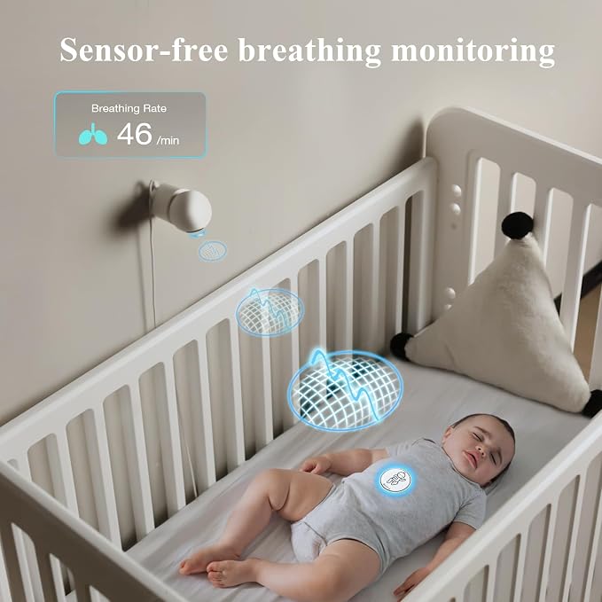 Sense-U AI 2.5K PTZ Baby Camera Monitor with Sensor-Free Sleep Movement Detection, Smart Security Indoor Video Camera with Background Audio, Cry Detection, No Monthly Fee, for Peace of Mind