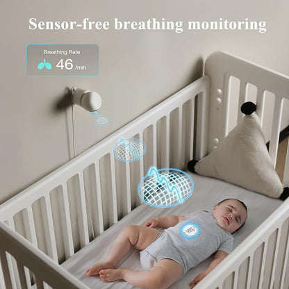 Sense-U AI 2.5K PTZ Baby Camera Monitor with Sensor-Free Sleep Movement Detection, Smart Security Indoor Video Camera with Background Audio, Cry Detection, No Monthly Fee, for Peace of Mind