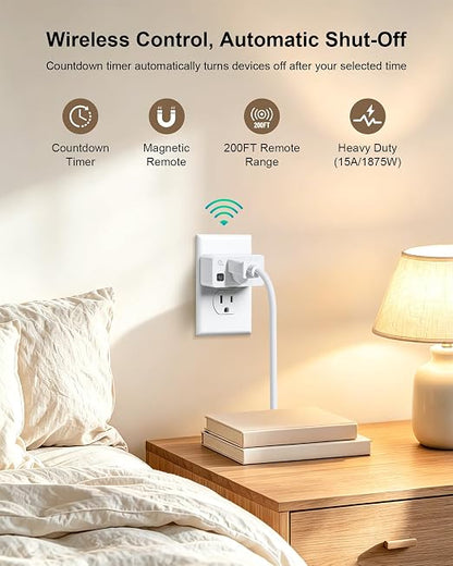 Remote Control Outlet with Countdown Timer, Portable Magnetic Switch