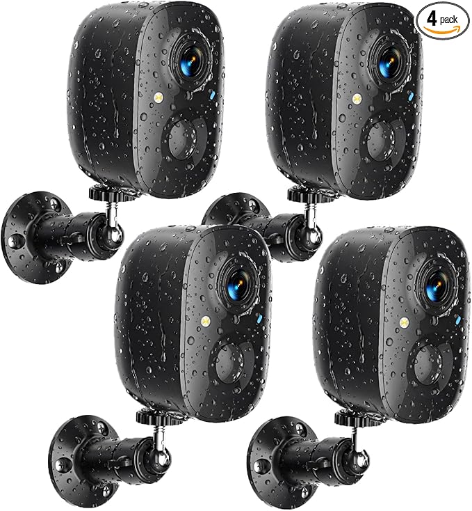 Security Cameras Wireless Outdoor 2K WiFi Wireless Cameras Battery Powered for Home Security Indoor,AI Motion Detection,Color Night Vision,Spotlight,Siren Alarm