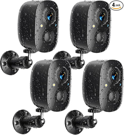 Security Cameras Wireless Outdoor 2K WiFi Wireless Cameras Battery Powered for Home Security Indoor,AI Motion Detection,Color Night Vision,Spotlight,Siren Alarm
