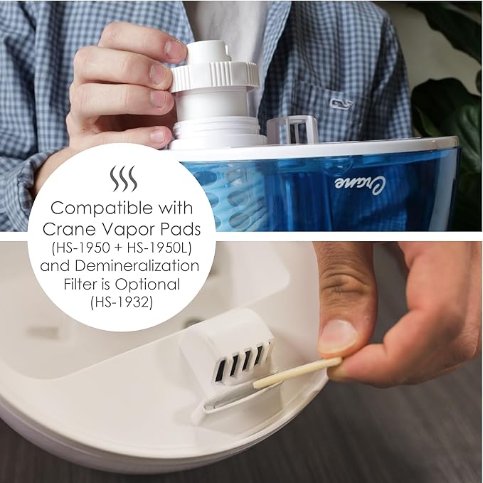 Crane Droplet Ultrasonic Small Air Humidifiers for Bedroom and Office, 0.5 Gallon Cool Mist Humidifier for Plants and Home, Humidifier Filters Optional, Blue and White