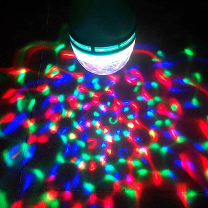 Luqeeg E27 Disco Light Bulb, Color Changing Light Bulb, Rotating RGB Party Light Lamp, LED Strobe Bulb Strobe Light, Crystal Disco Bulb for Disco, Birthday, Party, Bar, Karokee,