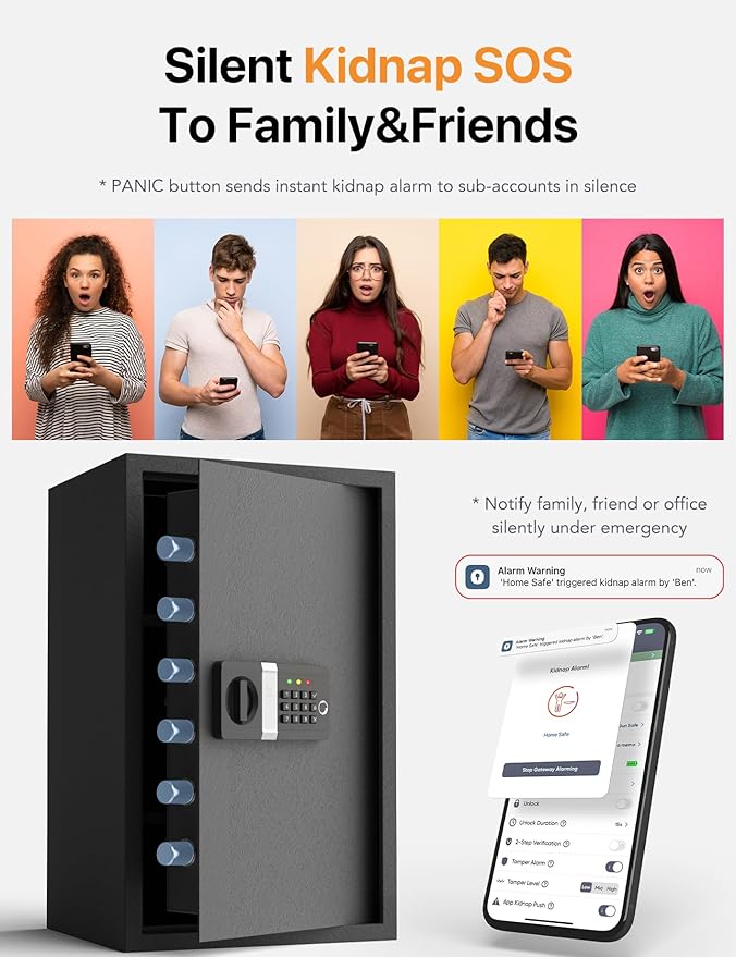 FORFEND Smart Fingerprint Safes | WiFi Safe Box App Unlock/Alarm | Voice Command, Kidnap SOS Alarm, Tamper Proof, Frozen Mode | Biometric Caja Fuerte Money Lockbox History Track Remote Live Monitor