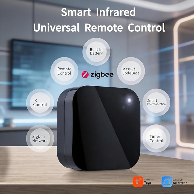 Tuya Smart Zigbee IR Blaster/IR Remote Controller, Infrared Remote Control Hub for Smart Home Automation Devices, Works with Alexa & Google Assistant, 2.4Ghz WiFi Only, Zigbee Wired Gateway Required