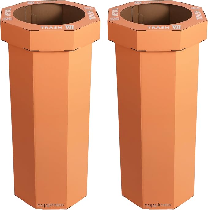 happimess Fleur 25 Gal Trash Can Bin, Carrot Cake, Set of 2