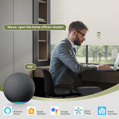 FineTell Motorized Blinds with Remote, 100% Blackout Roller Shades Compatible with Alexa,Apple Homekit,Google Home APP and Voice Control, Customized Electric Blinds (100% Blackout Elegant Cream)
