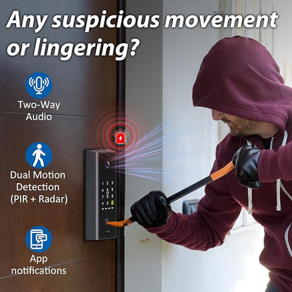 eLinkSmart Smart Door Lock with Camera Built-in WiFi Keyless Entry, Fingerprint Deadbolt with APP Remote Control, Temporary Codes, RFID/NFC, 37wh Battery, Auto Lock Magnetic Sensor, No Drilling