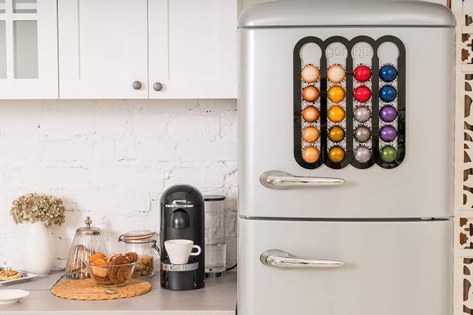 Demi's Home Magnetic Coffee Pod Holder for Nespresso Vertuo Capsules - Suitable to be Mounted on the Fridge (Black)