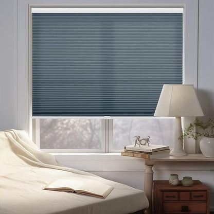 Changshade Cellular Shades Light Filtering Cordless Custom Size, Honeycomb Door Window Blinds 1.5 inch Cell Pleated Easy to Install for Home, Office, Apartment, House, Bedroom, Nursey, Dark Blue