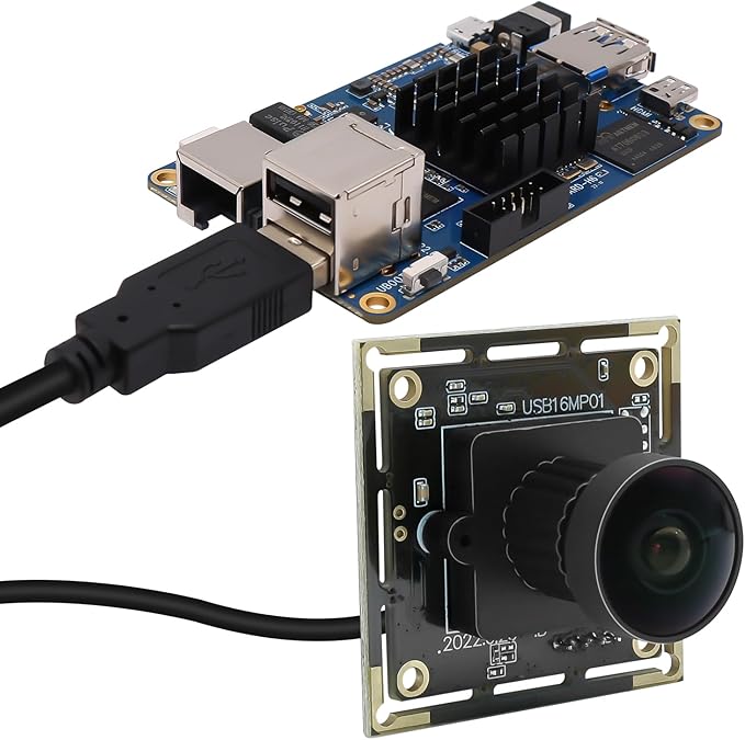 MMlove 16MP USB Camera Module Lightburn Camera 170° Wide Angle M12 Fisheye Lens with IMX298 Image Sensor Plug&Play Embedded Computer Webcam for HD Video Conference/Laptop/PC/Raspberry Pi