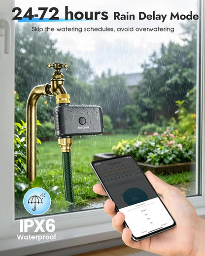 Insoma WiFi Water Timer for Garden Hose, Brass Inlet Outlet