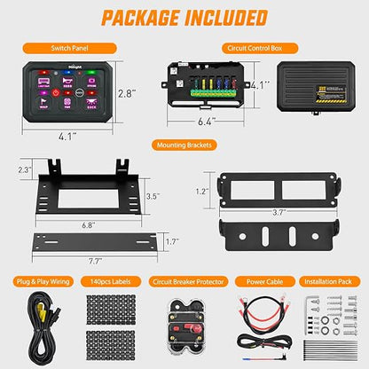 Nilight 6 Gang Switch Panel APP RGB 12V 24V Circuit Control System 4-Mode | Fuse Wiring Harness APP Remote Control Automatic Dimmable Toggle/Momentary/Strobe/Flash for Car Pickup Truck Camper SUV