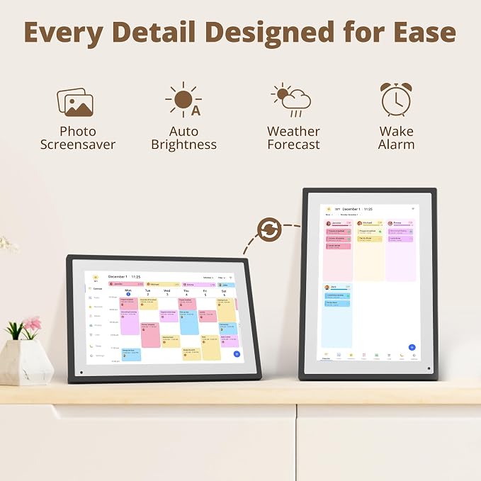 Digital Calendar Touch Screen 10 Inch, Electronic Calendar Chore Chart with 1080P Interactive Touchscreen for Family Monthly/Weekly/Daily Planner, Smart Calendar with Desk Mount - Black