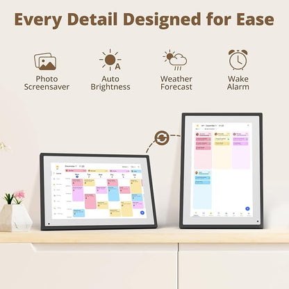Digital Calendar Touch Screen 10 Inch, Electronic Calendar Chore Chart with 1080P Interactive Touchscreen for Family Monthly/Weekly/Daily Planner, Smart Calendar with Desk Mount - Black