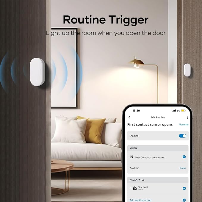 2 Pack Zigbee Door Sensor, Mini Smart Contact Sensor for Home Automation, Kid Safety, Compatible with SmartThings, Alexa, Home Assistant, Aeotec, Hubitat, Homey, Zigbee Hub Required